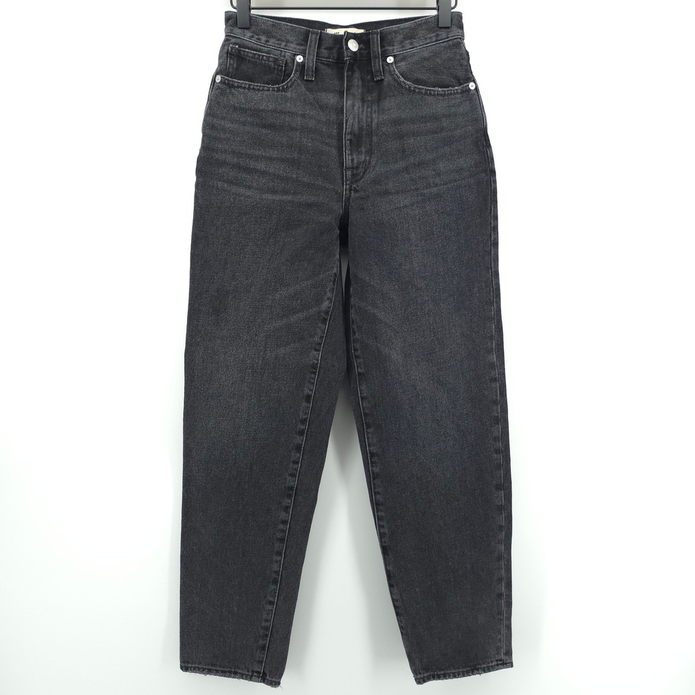 Madewell Baggy Tapered Women Jeans 24 Black High Rise Relaxed Faded Lunar